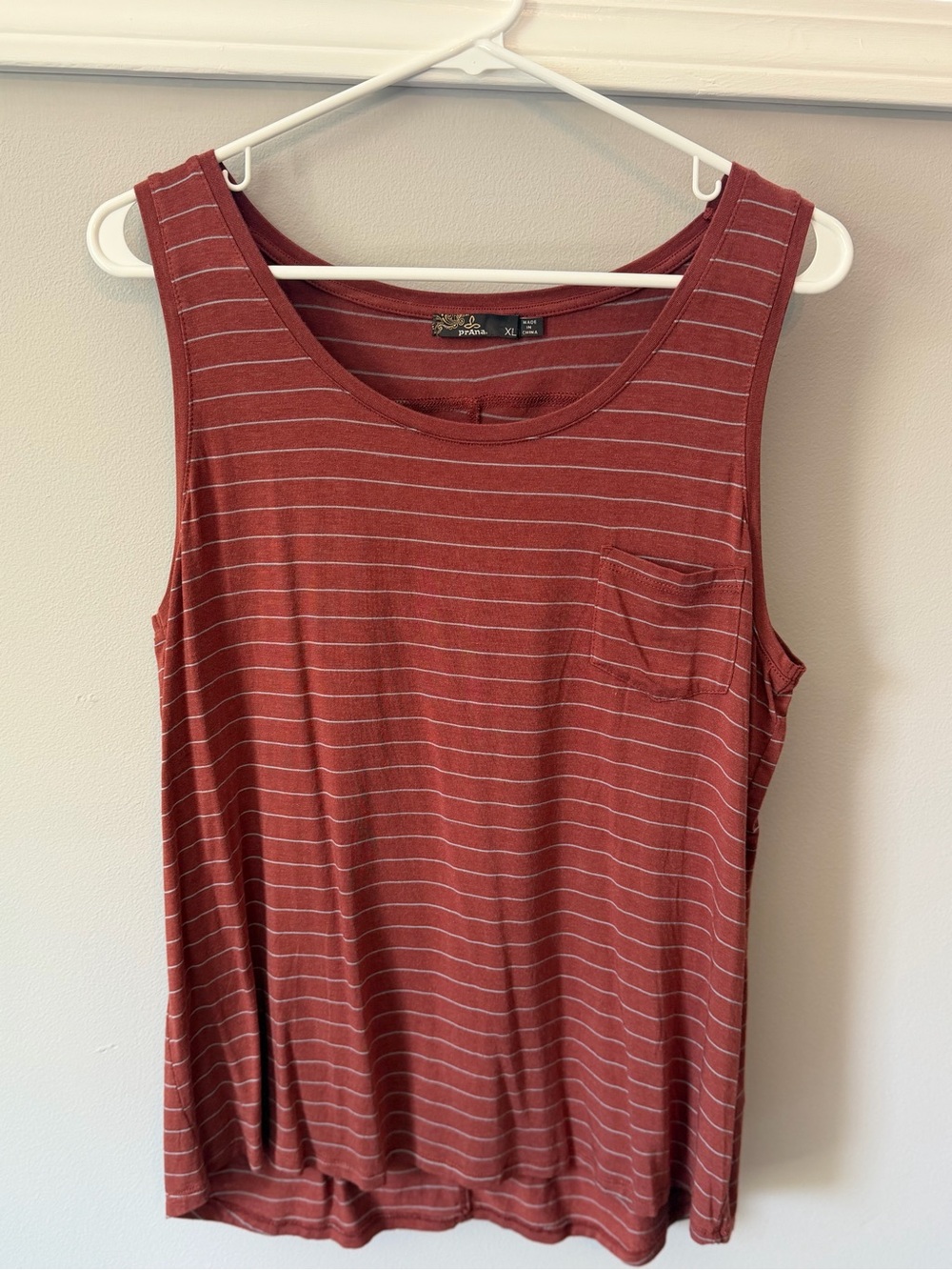 Prana Rust Striped Pocket Tank Top